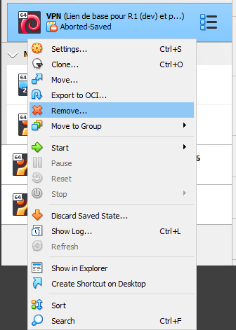 Supprimer une machine sur virtualbox