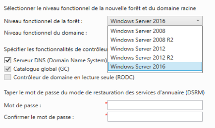 Le niveau fonctionnel dans l'Active directory