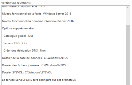 Les éléments de base lors de la création de l'Active directory